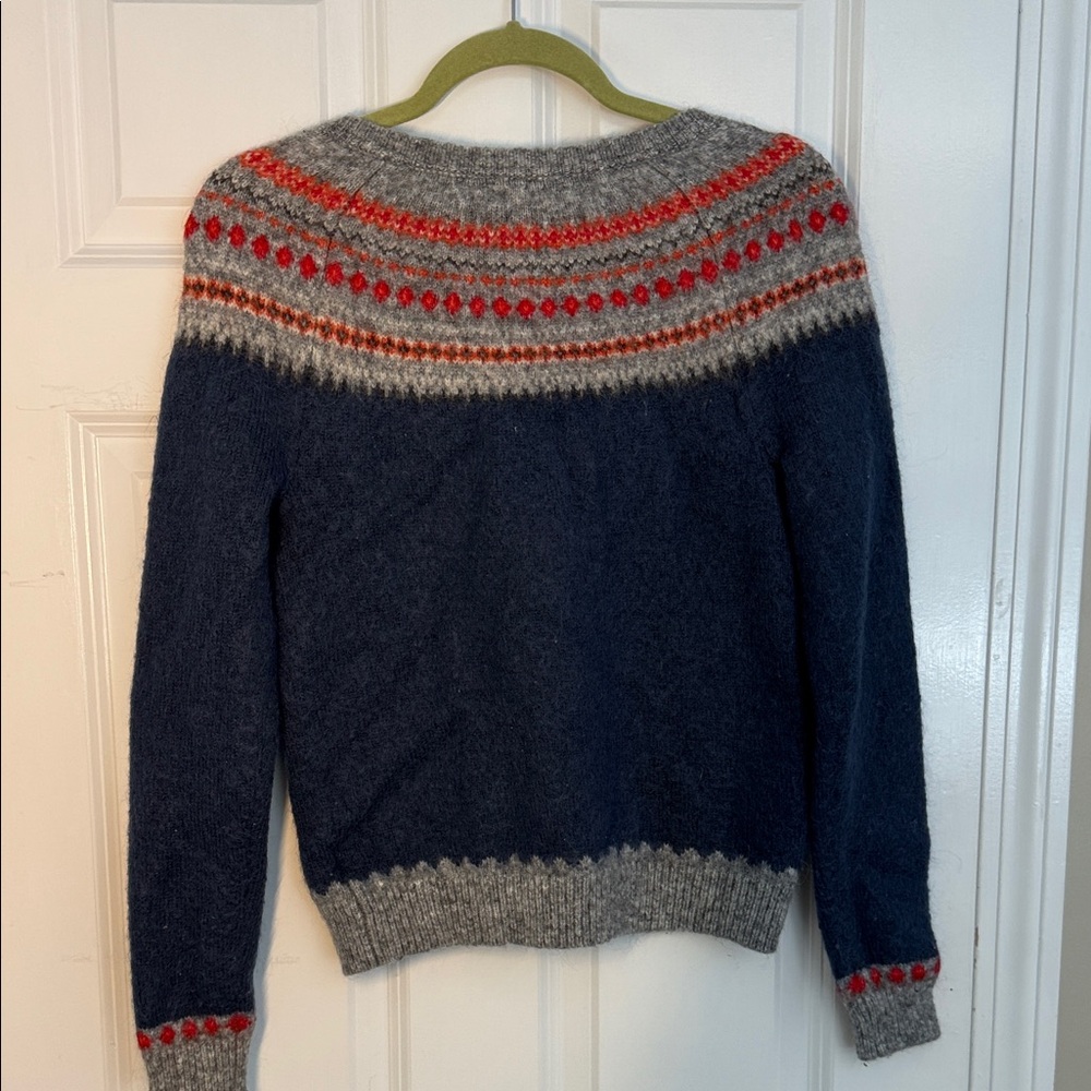 Classic GAP “Blue Fairisle” Full Zip Cardigan Wool-Blend Sweater, Size Small - Picture 6 of 6